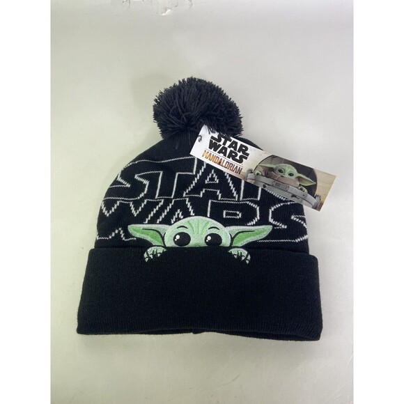 Disney Star Wars The Child Grogu Baby Yoda Knit Pom Beanie Hat Cap Adult OSFM - Picture 1 of 6